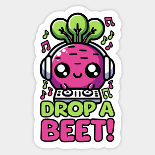 Drop A Beet! Cute DJ Vegetable Pun Sticker